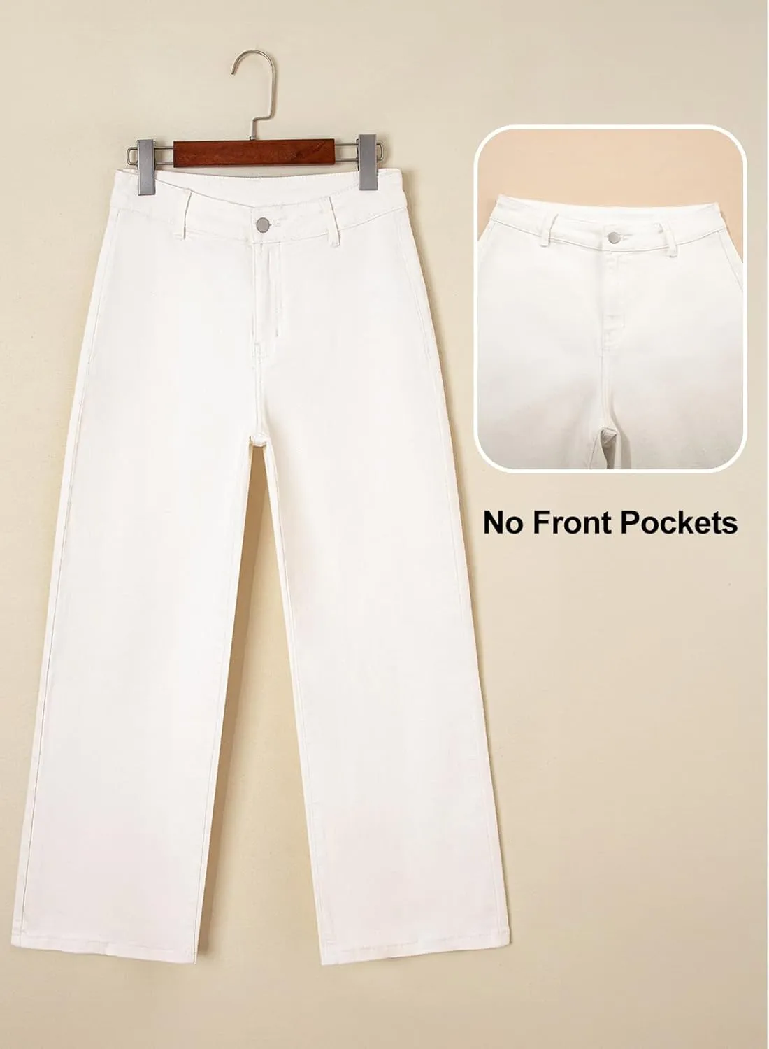 Astylish Womens High Waisted Jeans Stretchy Wide Leg Straight Trendy 2025 Summer Ankle Denim Pants No Front Pockets