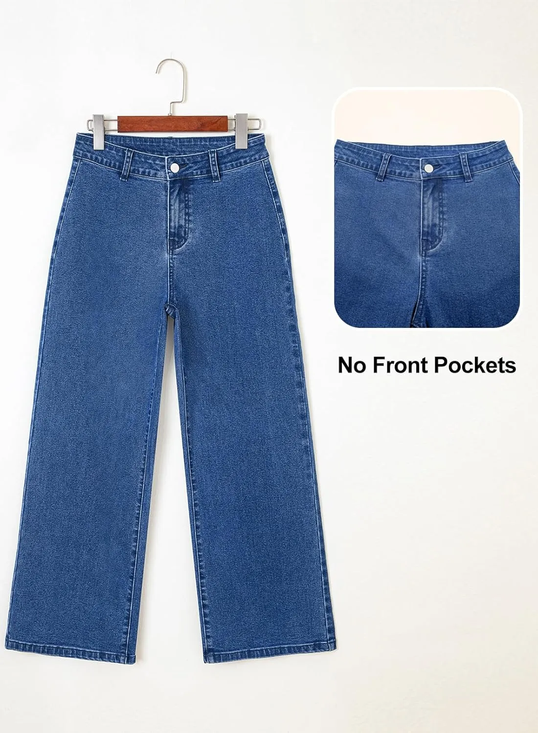 Astylish Womens High Waisted Jeans Stretchy Wide Leg Straight Trendy 2025 Summer Ankle Denim Pants No Front Pockets