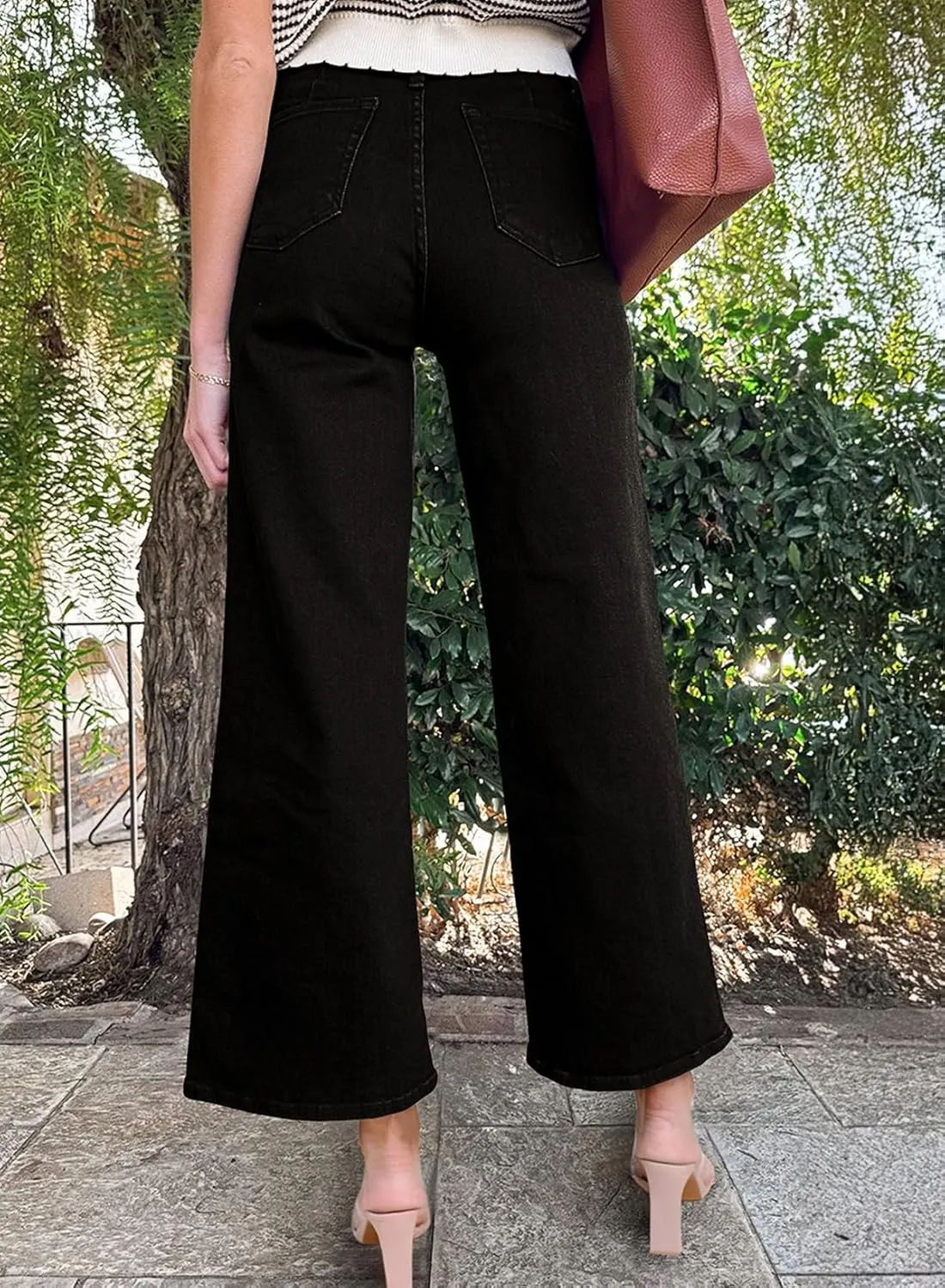 Astylish Womens High Waisted Jeans Stretchy Wide Leg Straight Trendy 2025 Summer Ankle Denim Pants No Front Pockets