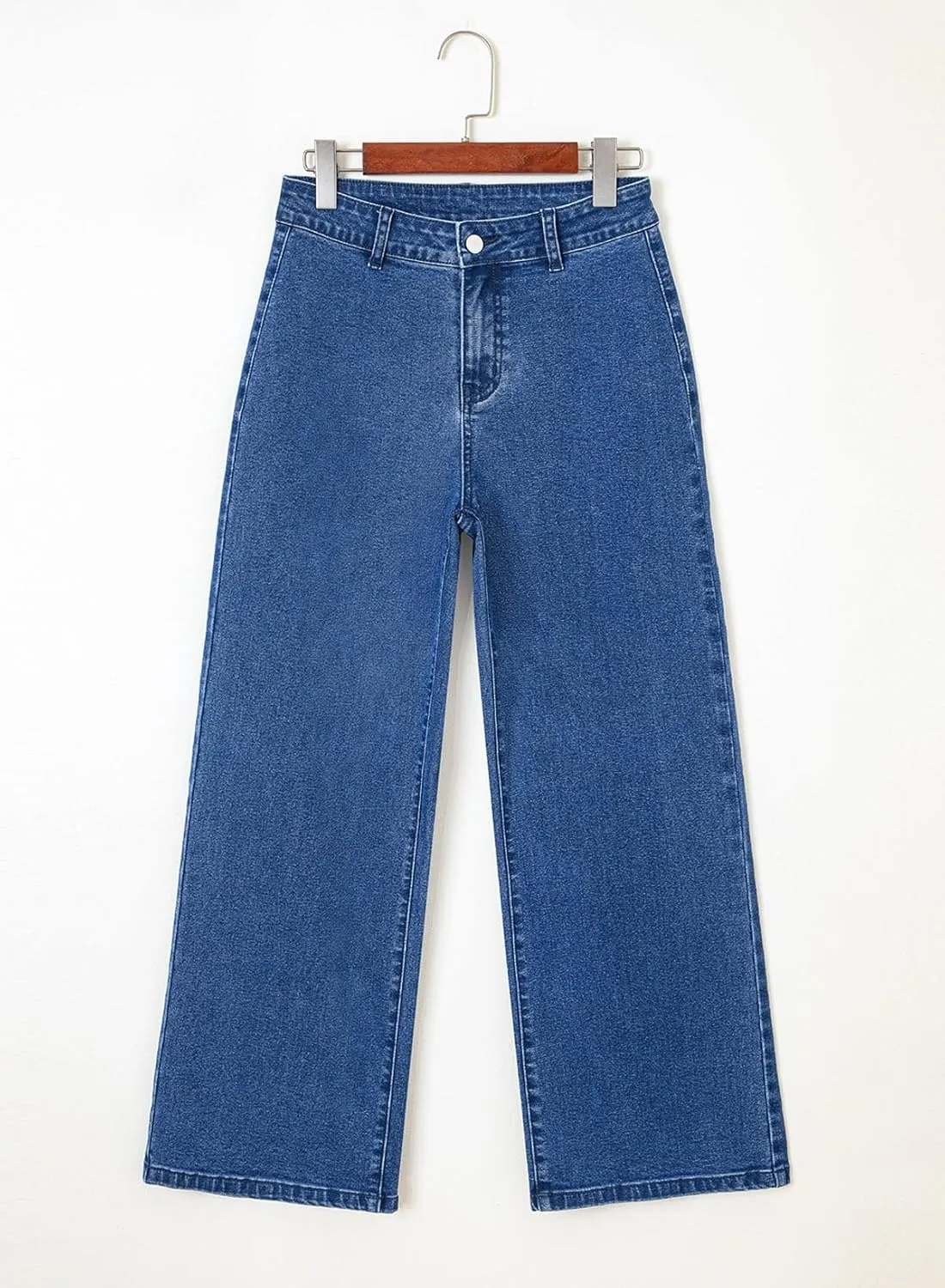 Astylish Womens High Waisted Jeans Stretchy Wide Leg Straight Trendy 2025 Summer Ankle Denim Pants No Front Pockets