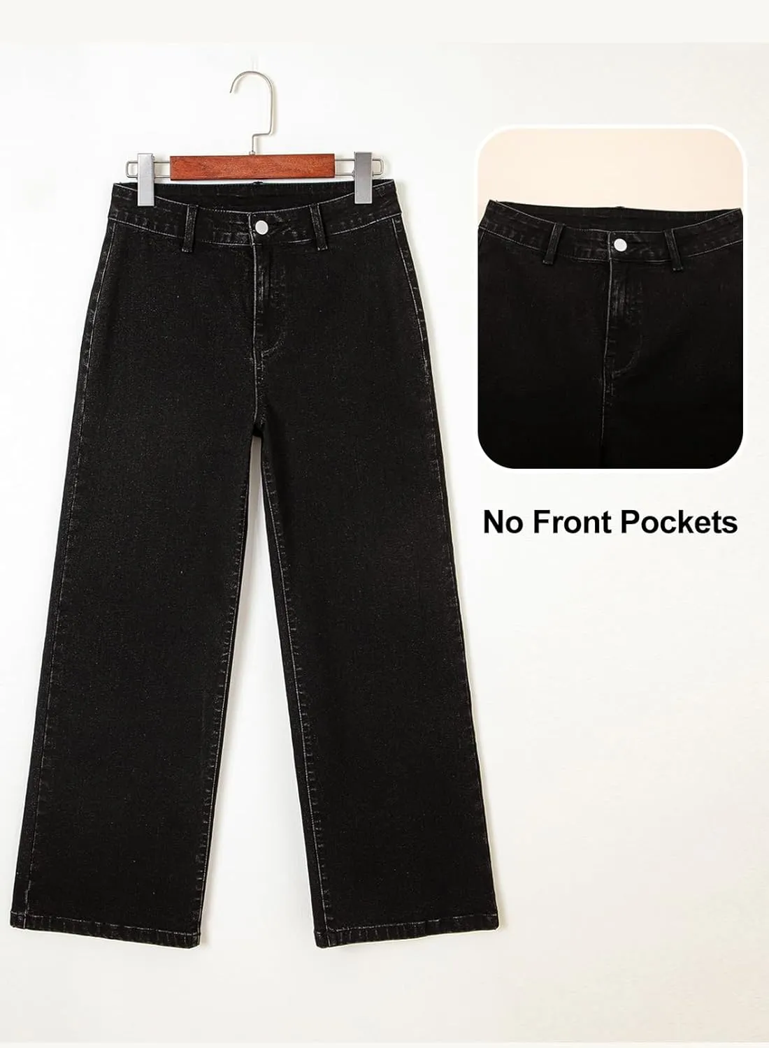 Astylish Womens High Waisted Jeans Stretchy Wide Leg Straight Trendy 2025 Summer Ankle Denim Pants No Front Pockets