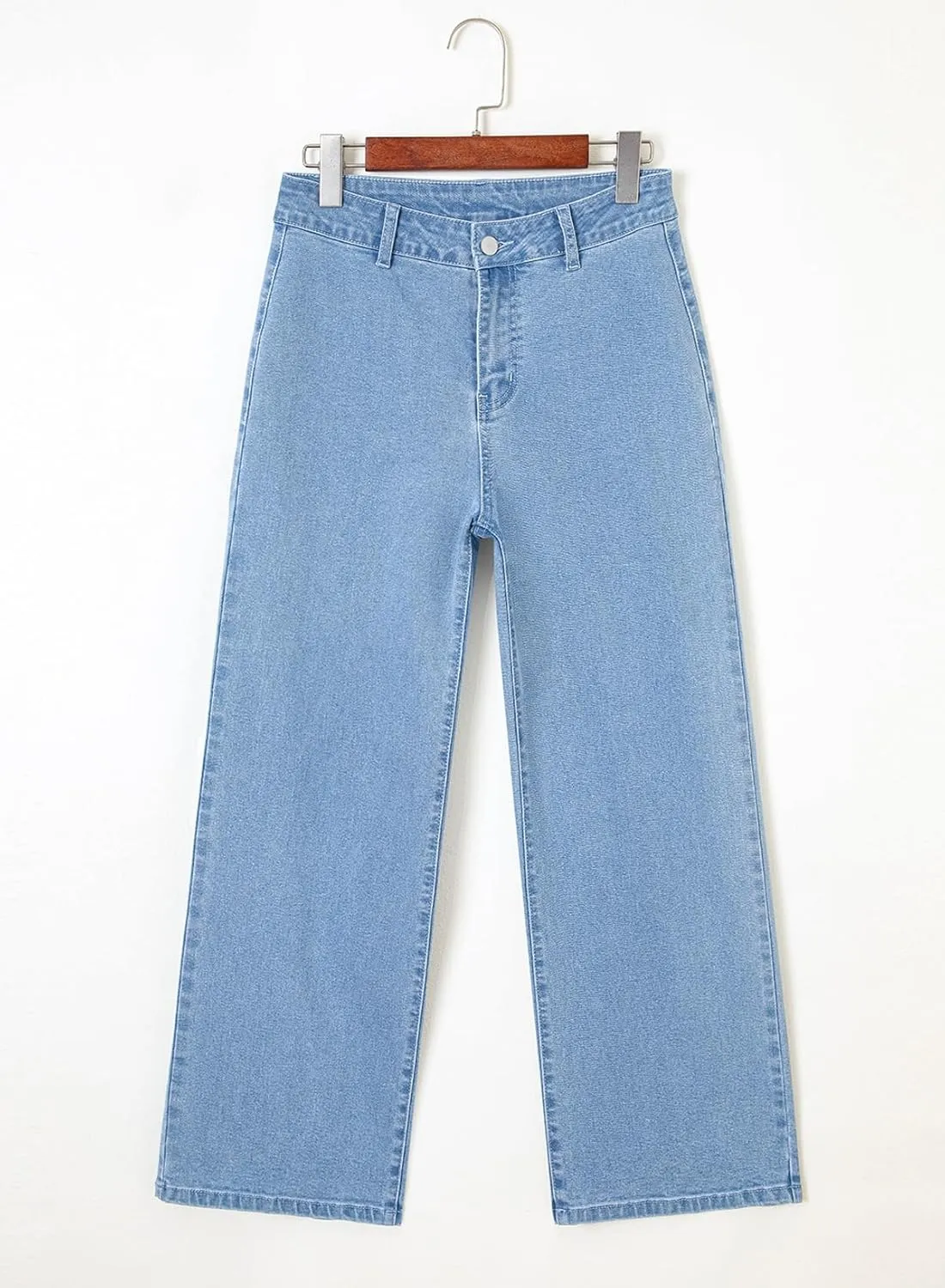 Astylish Womens High Waisted Jeans Stretchy Wide Leg Straight Trendy 2025 Summer Ankle Denim Pants No Front Pockets