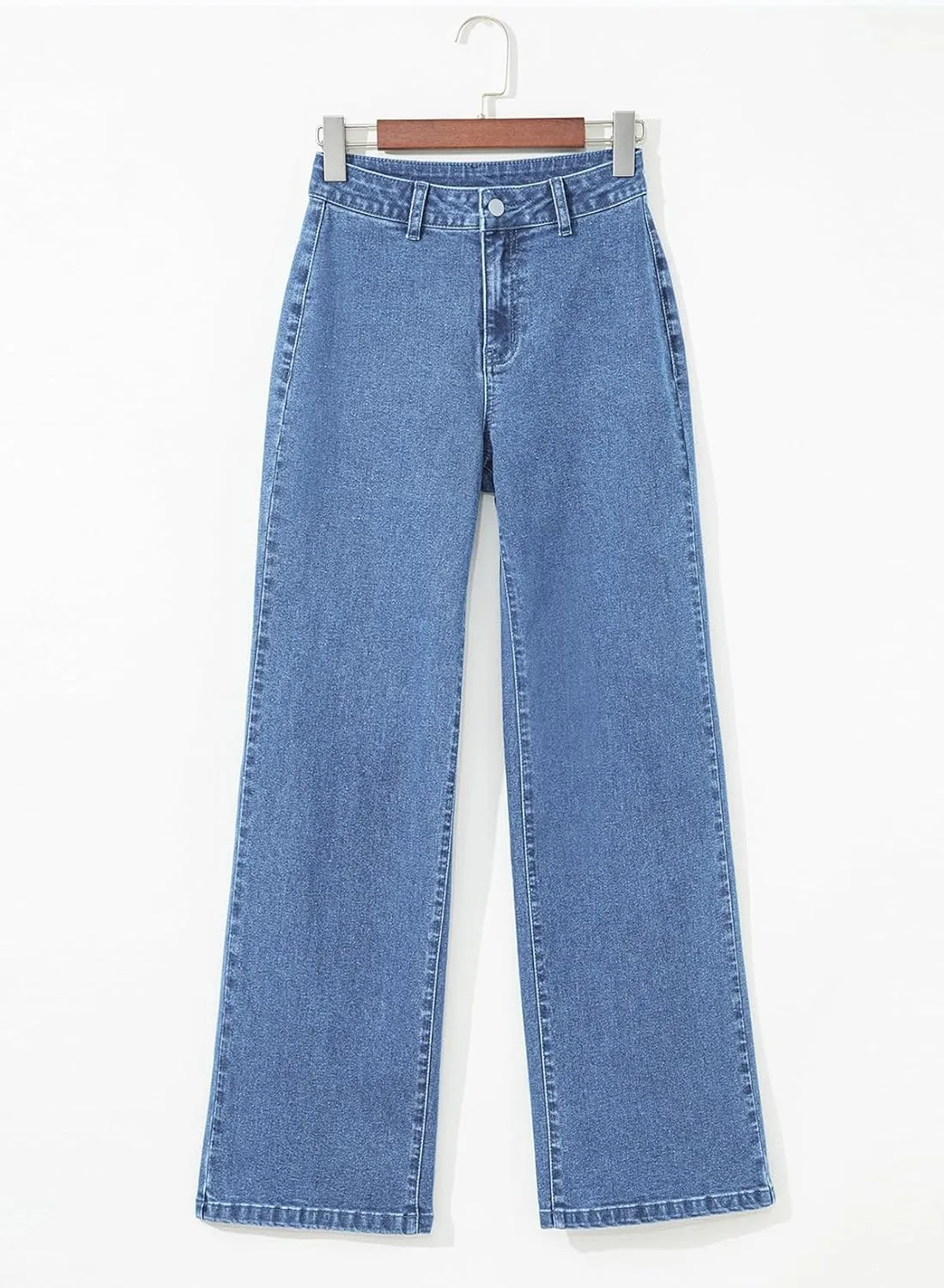 Astylish Womens High Waisted Jeans Stretchy Wide Leg Straight Trendy 2025 Summer Ankle Denim Pants No Front Pockets