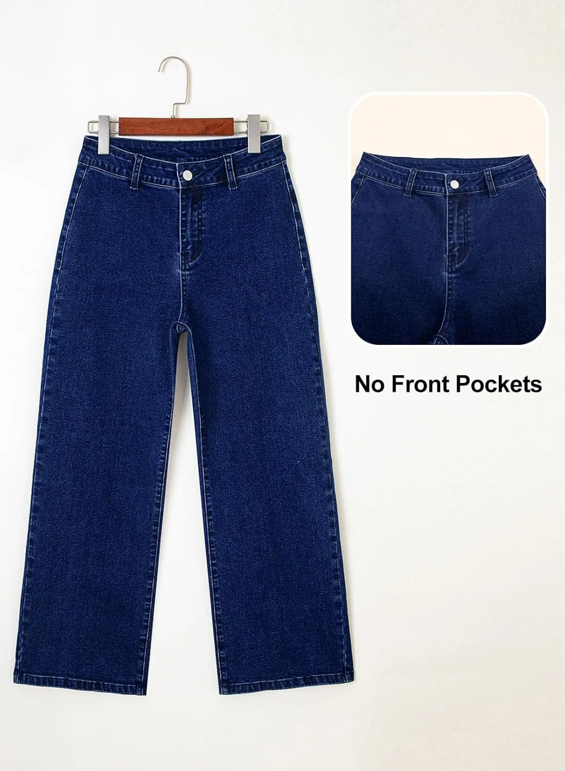 Astylish Womens High Waisted Jeans Stretchy Wide Leg Straight Trendy 2025 Summer Ankle Denim Pants No Front Pockets