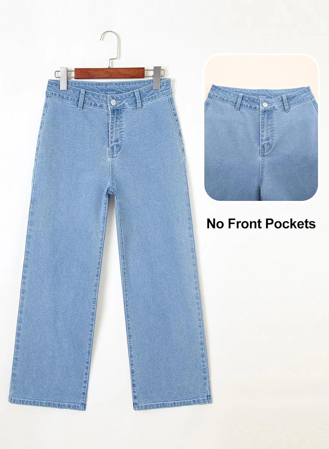 Astylish Womens High Waisted Jeans Stretchy Wide Leg Straight Trendy 2025 Summer Ankle Denim Pants No Front Pockets
