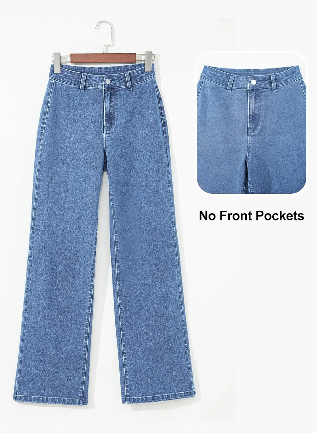 Astylish Womens High Waisted Jeans Stretchy Wide Leg Straight Trendy 2025 Summer Ankle Denim Pants No Front Pockets