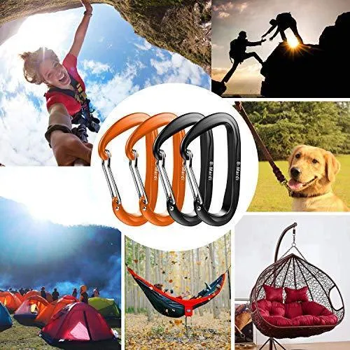 B-Mardi Ultra Sturdy Carabiner Clips,4 Pack, Certified 12KN (2697 lbs) Heavy Duty Caribeaners for Hammocks, Camping,Hiking, Swing, Locking Dog Leash and Harness, Outdoor,Hiking & Utility