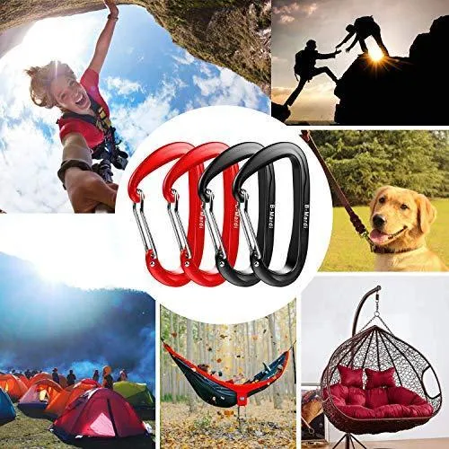 B-Mardi Ultra Sturdy Carabiner Clips,4 Pack, Certified 12KN (2697 lbs) Heavy Duty Caribeaners for Hammocks, Camping,Hiking, Swing, Locking Dog Leash and Harness, Outdoor,Hiking & Utility
