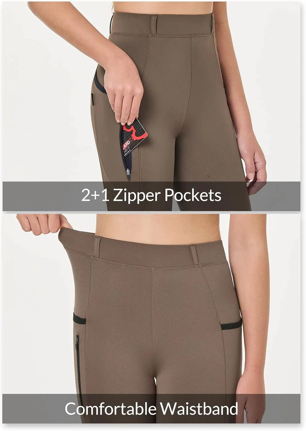 baleaf Girls Horse Riding Pants Kids Equestrian Breeches Belt Loops Knee-Patch Youth Schooling Tights Zipper Pocket