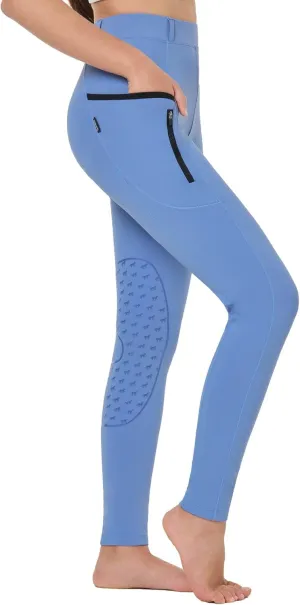 baleaf Girls Horse Riding Pants Kids Equestrian Breeches Belt Loops Knee-Patch Youth Schooling Tights Zipper Pocket