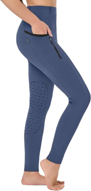 baleaf Girls Horse Riding Pants Kids Equestrian Breeches Belt Loops Knee-Patch Youth Schooling Tights Zipper Pocket