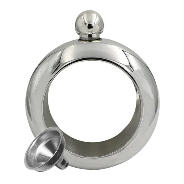 Bangle Bracelet Hip Flask Silver/Rainbow/Copper Grade 304 Stainless Steel High Quality Whiskey Drink-ware and Funnel Set