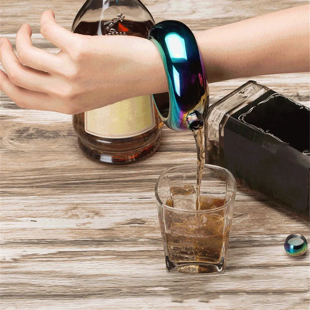 Bangle Bracelet Hip Flask Silver/Rainbow/Copper Grade 304 Stainless Steel High Quality Whiskey Drink-ware and Funnel Set