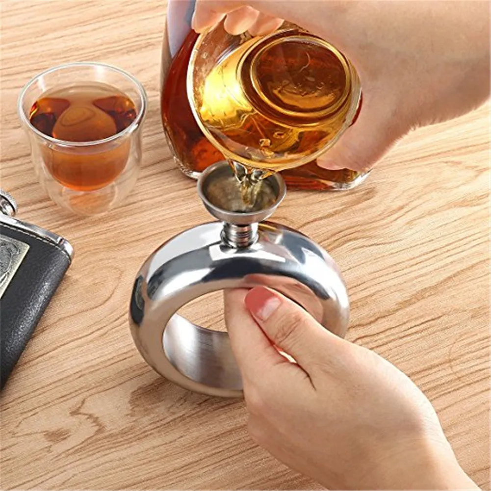 Bangle Bracelet Hip Flask Silver/Rainbow/Copper Grade 304 Stainless Steel High Quality Whiskey Drink-ware and Funnel Set