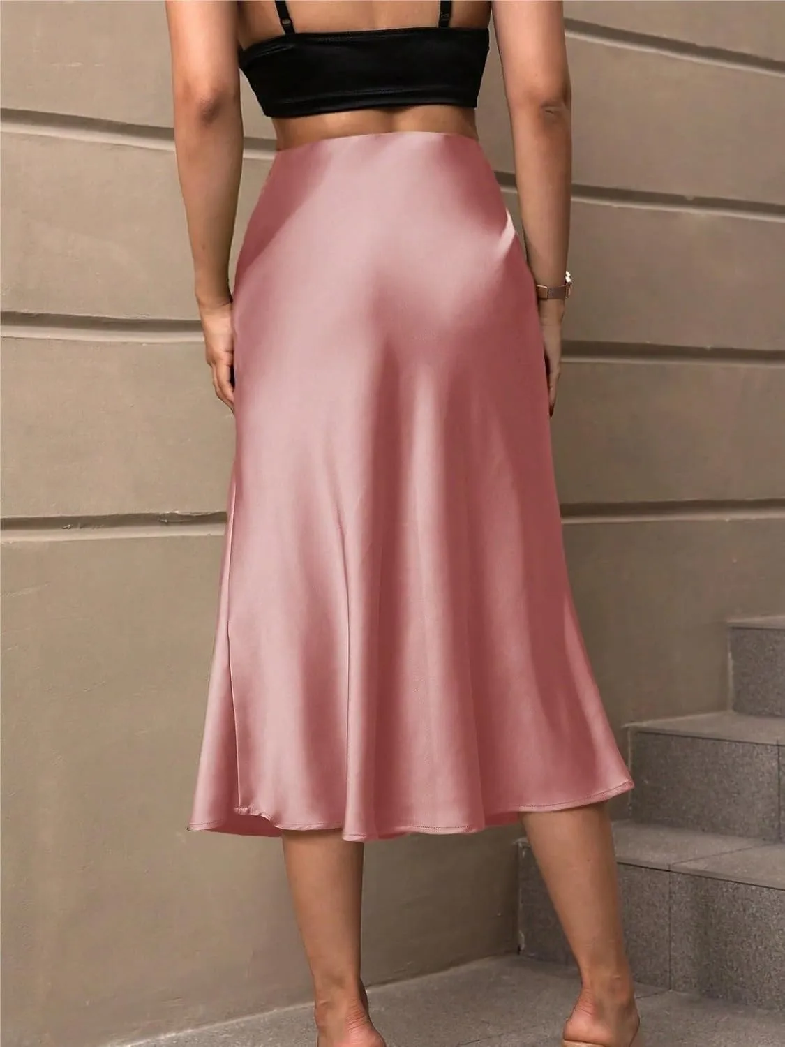 Beach Causal Women's Skirt Women Elegant Twill Midi Skirt
