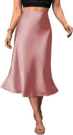 Beach Causal Women's Skirt Women Elegant Twill Midi Skirt