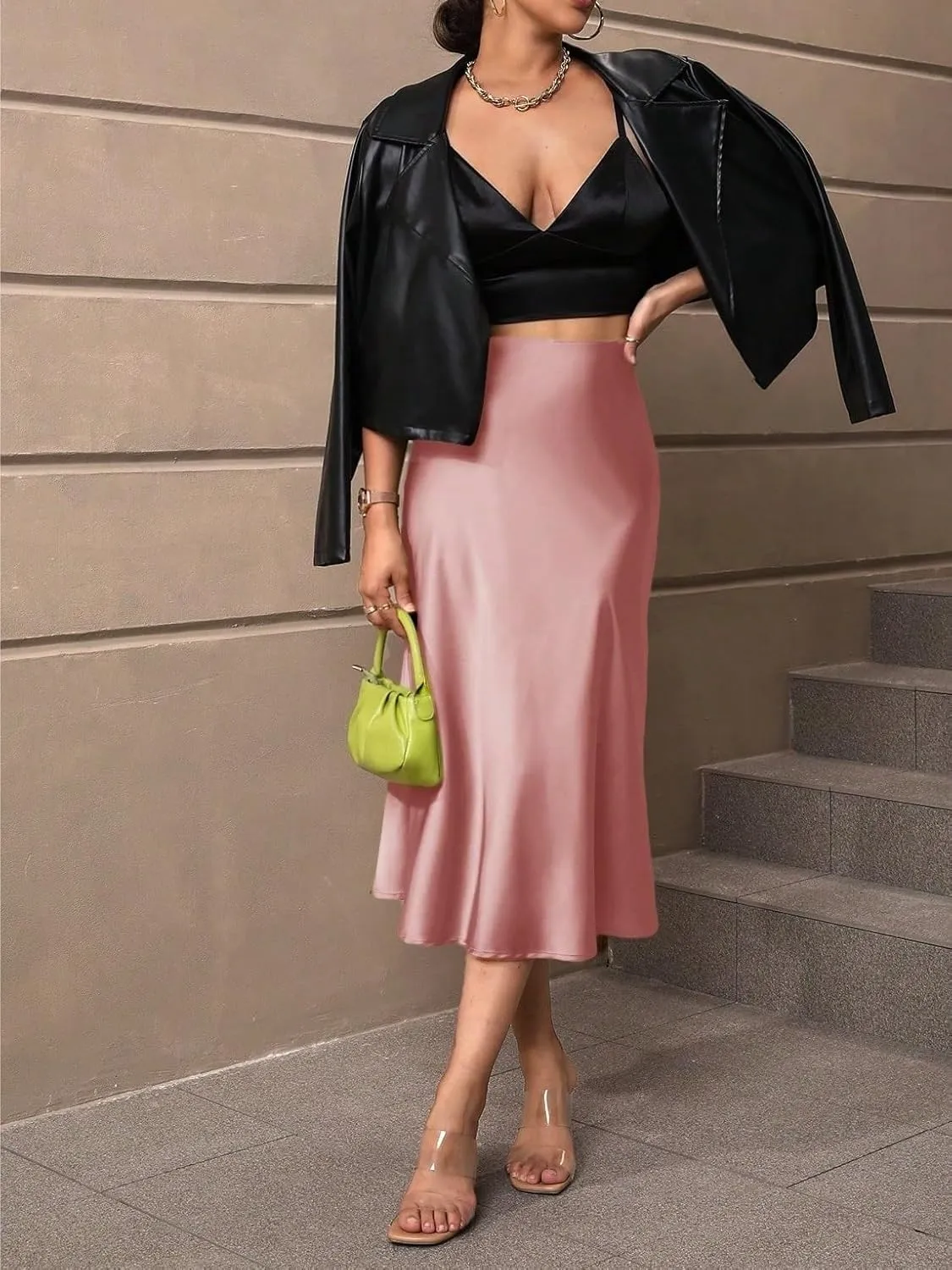 Beach Causal Women's Skirt Women Elegant Twill Midi Skirt
