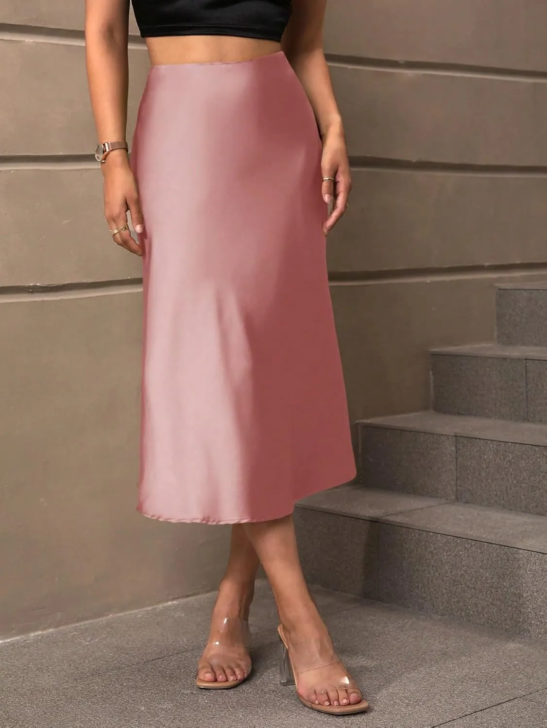 Beach Causal Women's Skirt Women Elegant Twill Midi Skirt