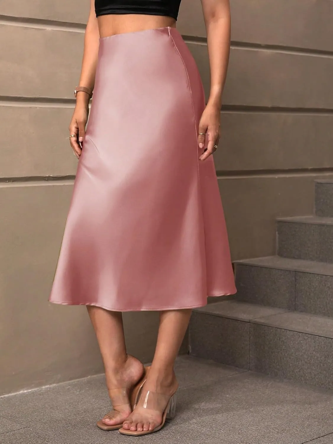 Beach Causal Women's Skirt Women Elegant Twill Midi Skirt