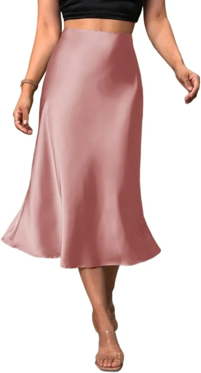 Beach Causal Women's Skirt Women Elegant Twill Midi Skirt