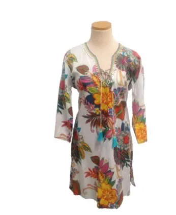 Beaded Tunic with Color Tassel