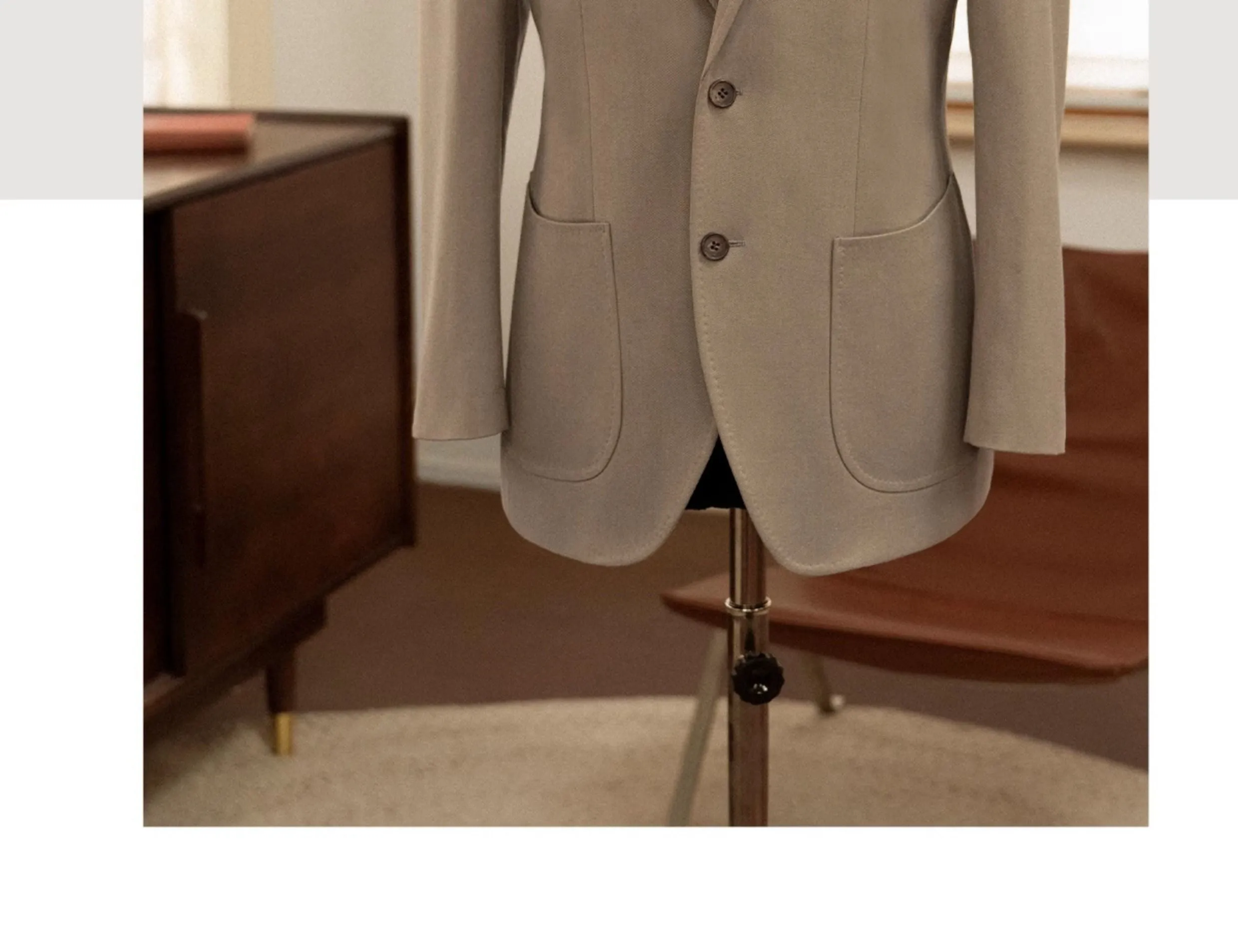 Beige Cavalry Twill Suit