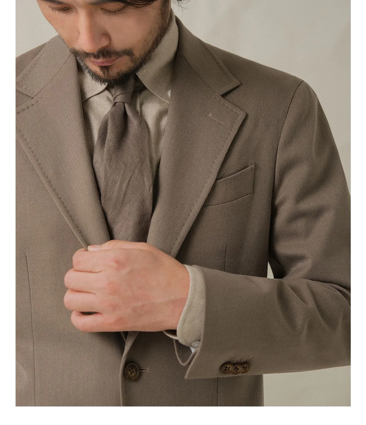 Beige Cavalry Twill Suit