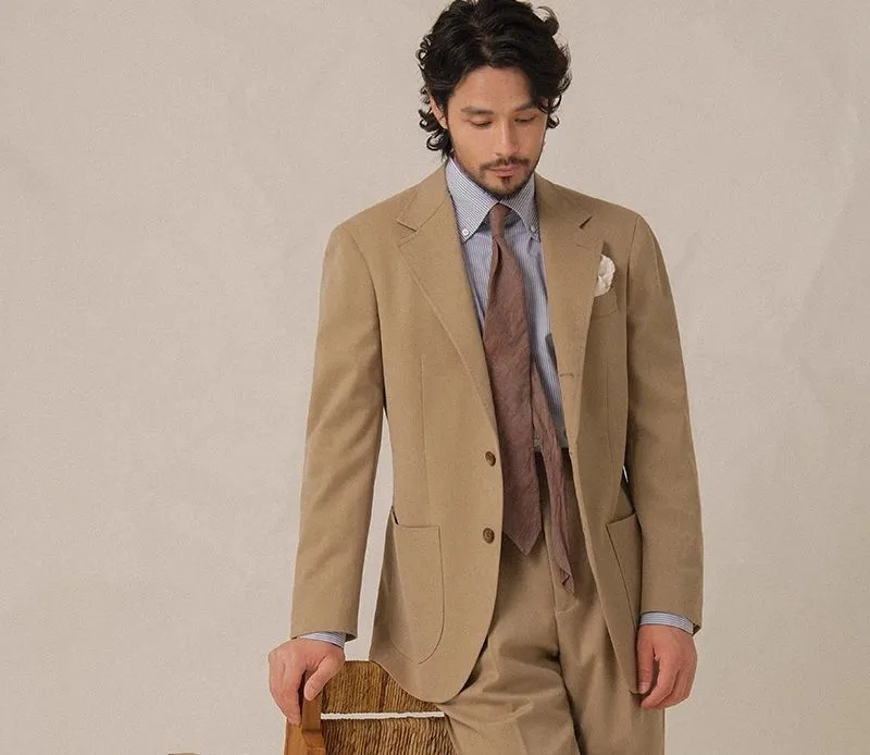 Beige Cavalry Twill Suit