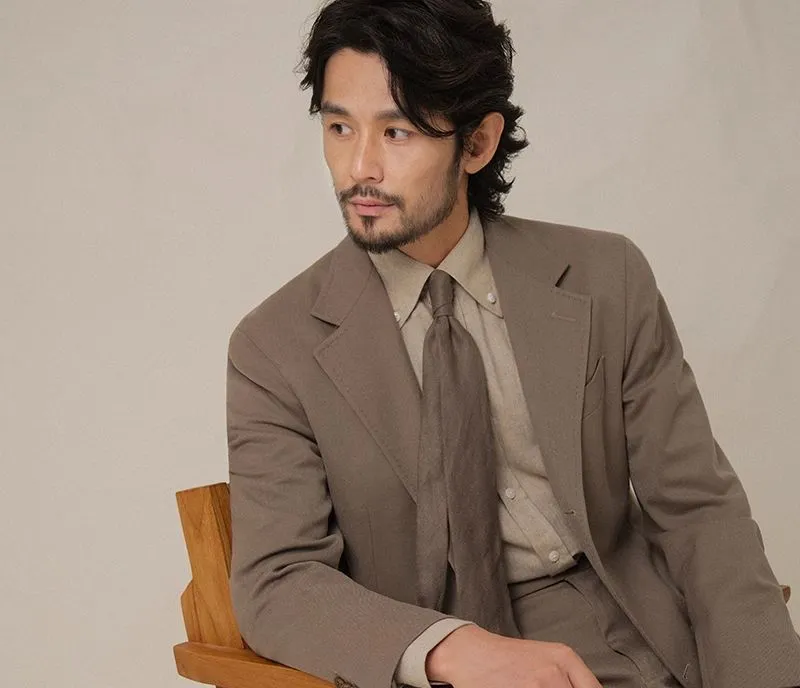 Beige Cavalry Twill Suit