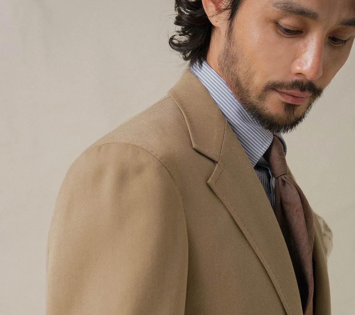 Beige Cavalry Twill Suit
