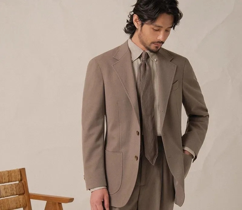 Beige Cavalry Twill Suit