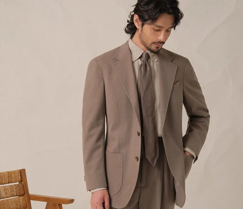 Beige Cavalry Twill Suit