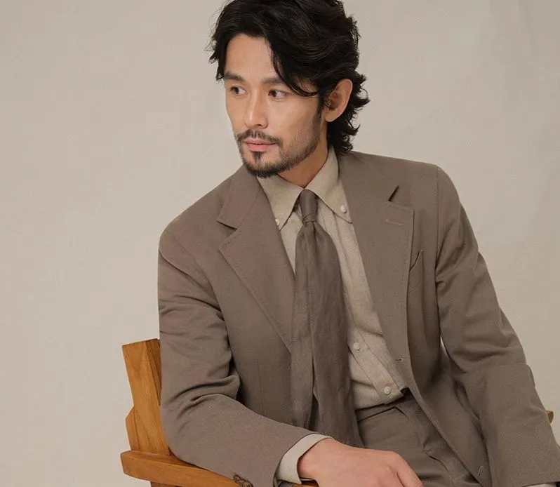 Beige Cavalry Twill Suit