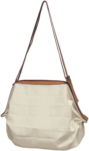 Bellino Accordion Hobo Tote, Natural, White