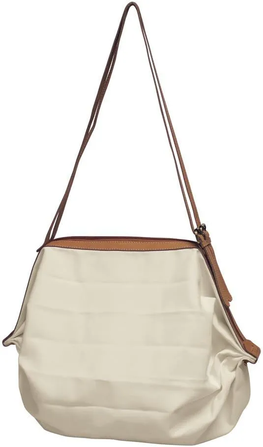 Bellino Accordion Hobo Tote, Natural, White