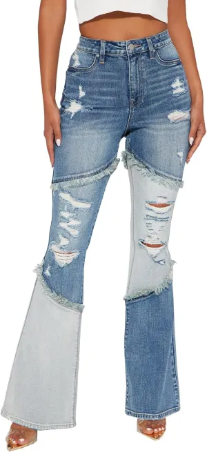 BessCops Women's Boyfriend Jeans Stretchy Ripped Distressed Denim Mom Jean Pants