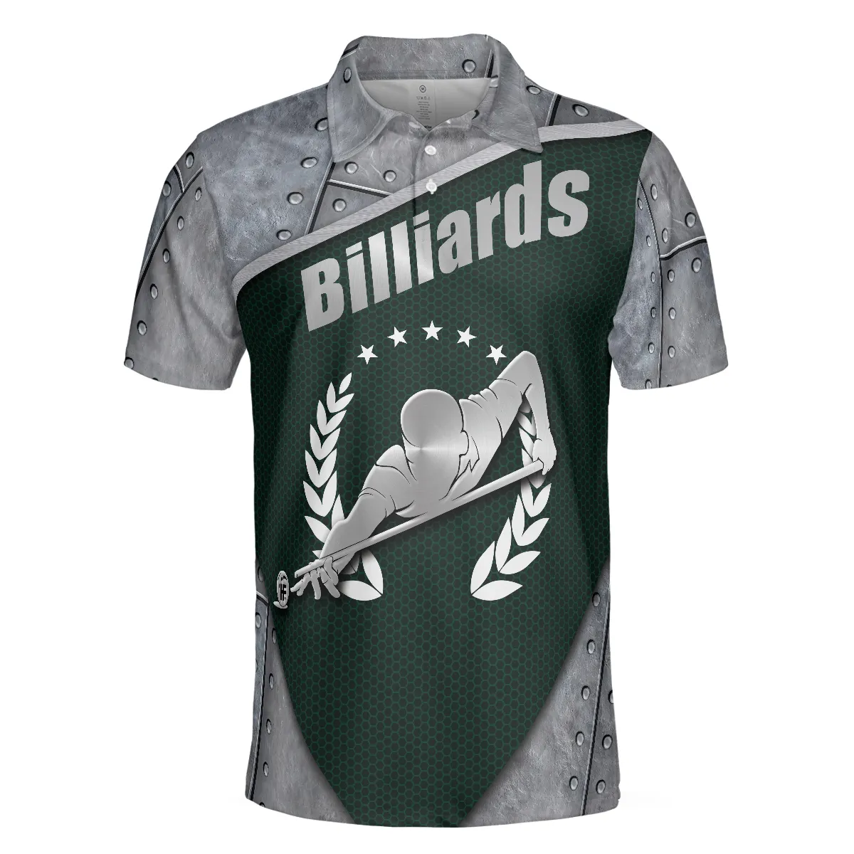 Billiards Steel Pattern Polo Shirt, Cool Pool Player Billiards Shirt For Men