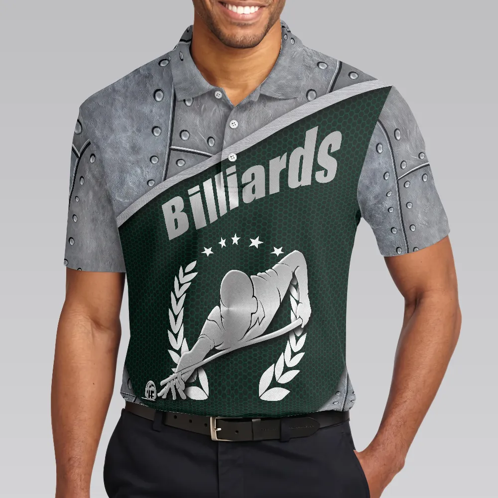Billiards Steel Pattern Polo Shirt, Cool Pool Player Billiards Shirt For Men