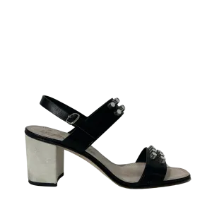 Black Low Block Heel w Studs 39.5