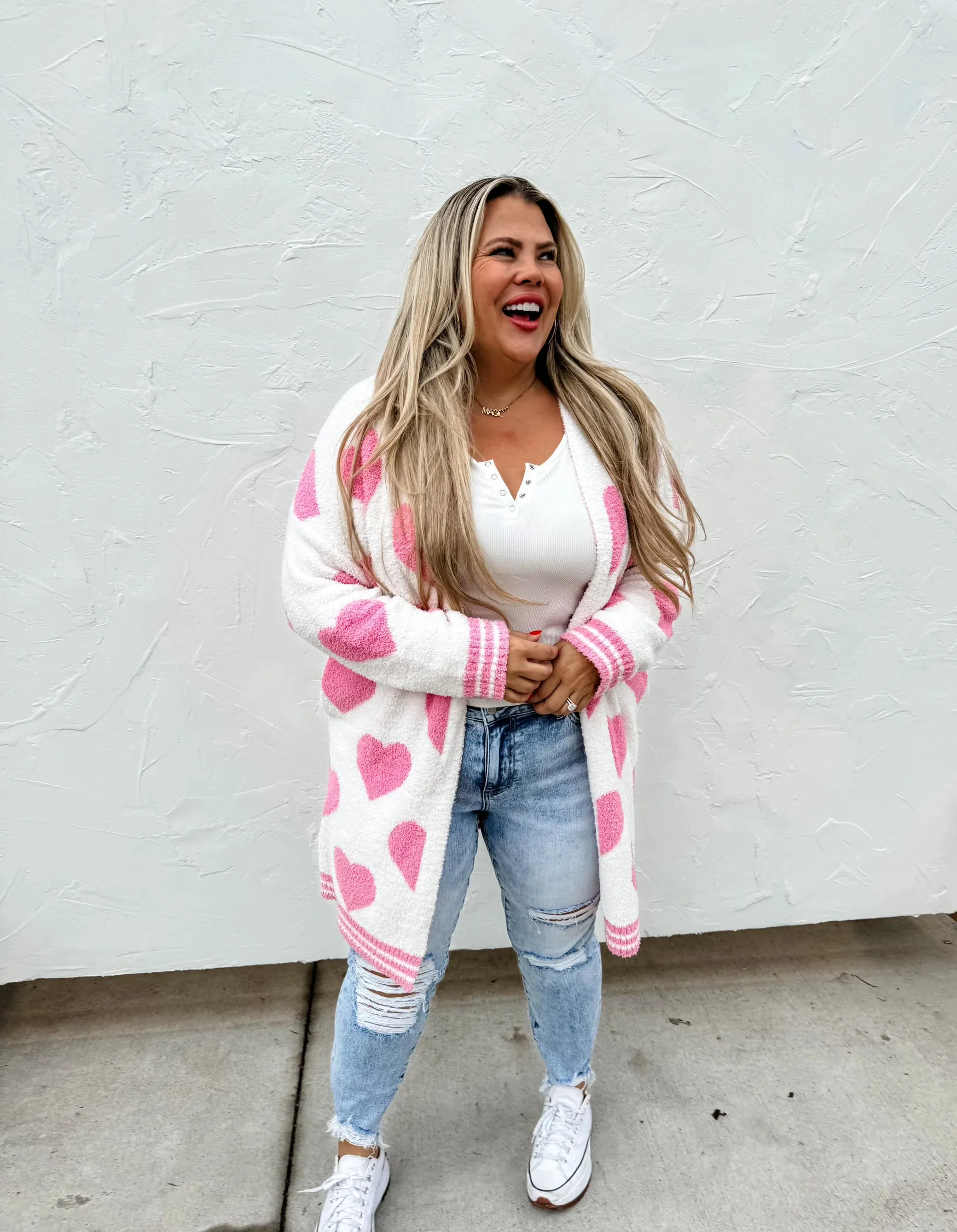 Blakeley Reversible Hearts Cloud Cardigan