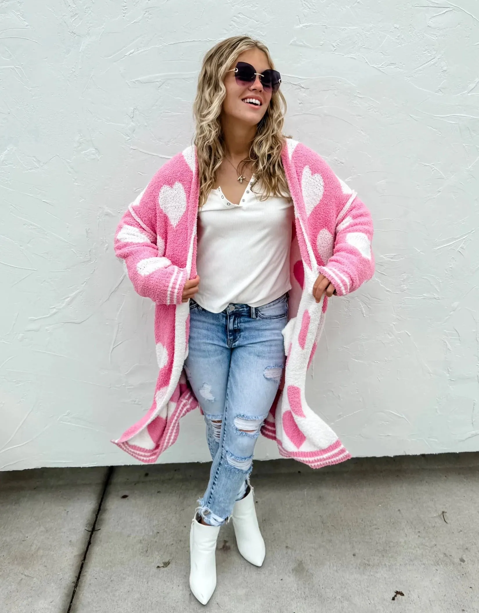 Blakeley Reversible Hearts Cloud Cardigan