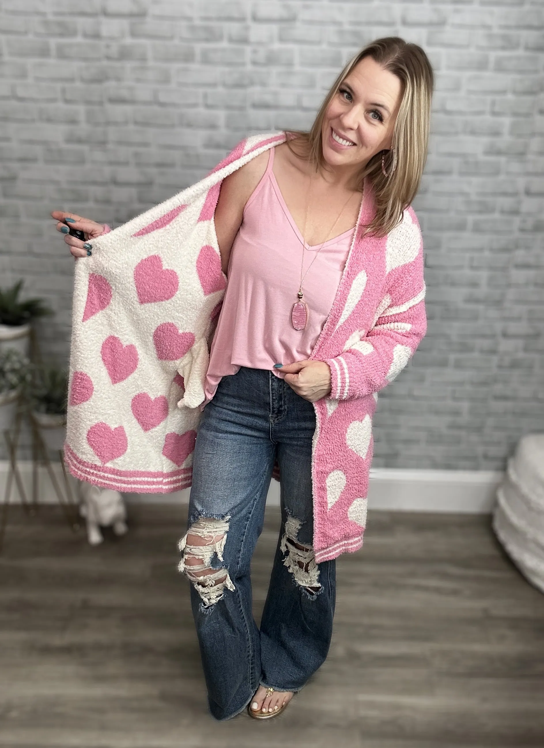 Blakeley Reversible Hearts Cloud Cardigan