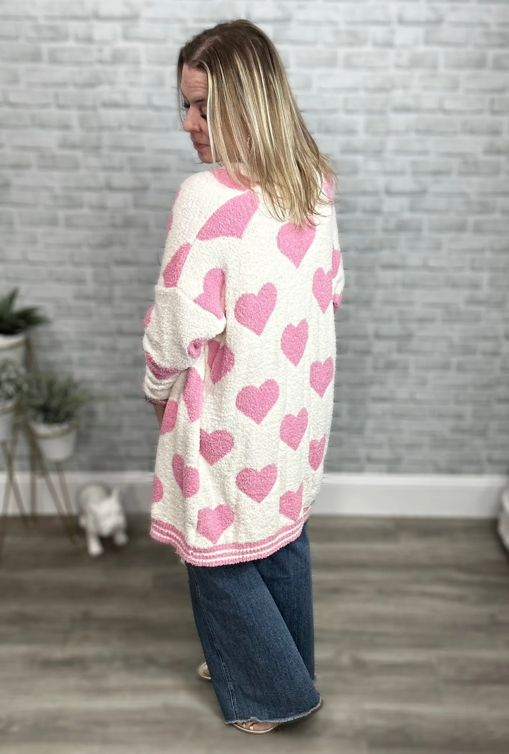 Blakeley Reversible Hearts Cloud Cardigan