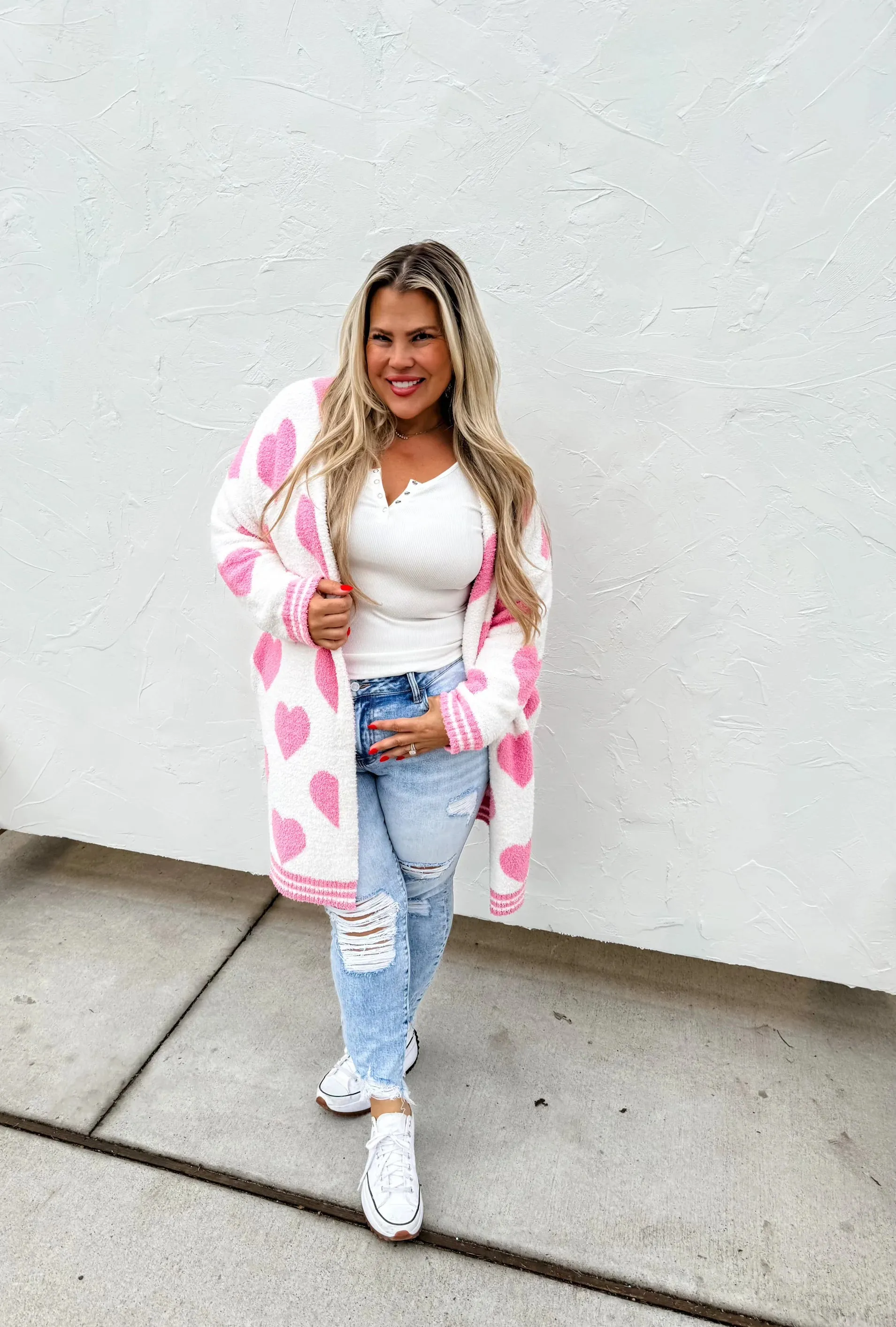 Blakeley Reversible Hearts Cloud Cardigan