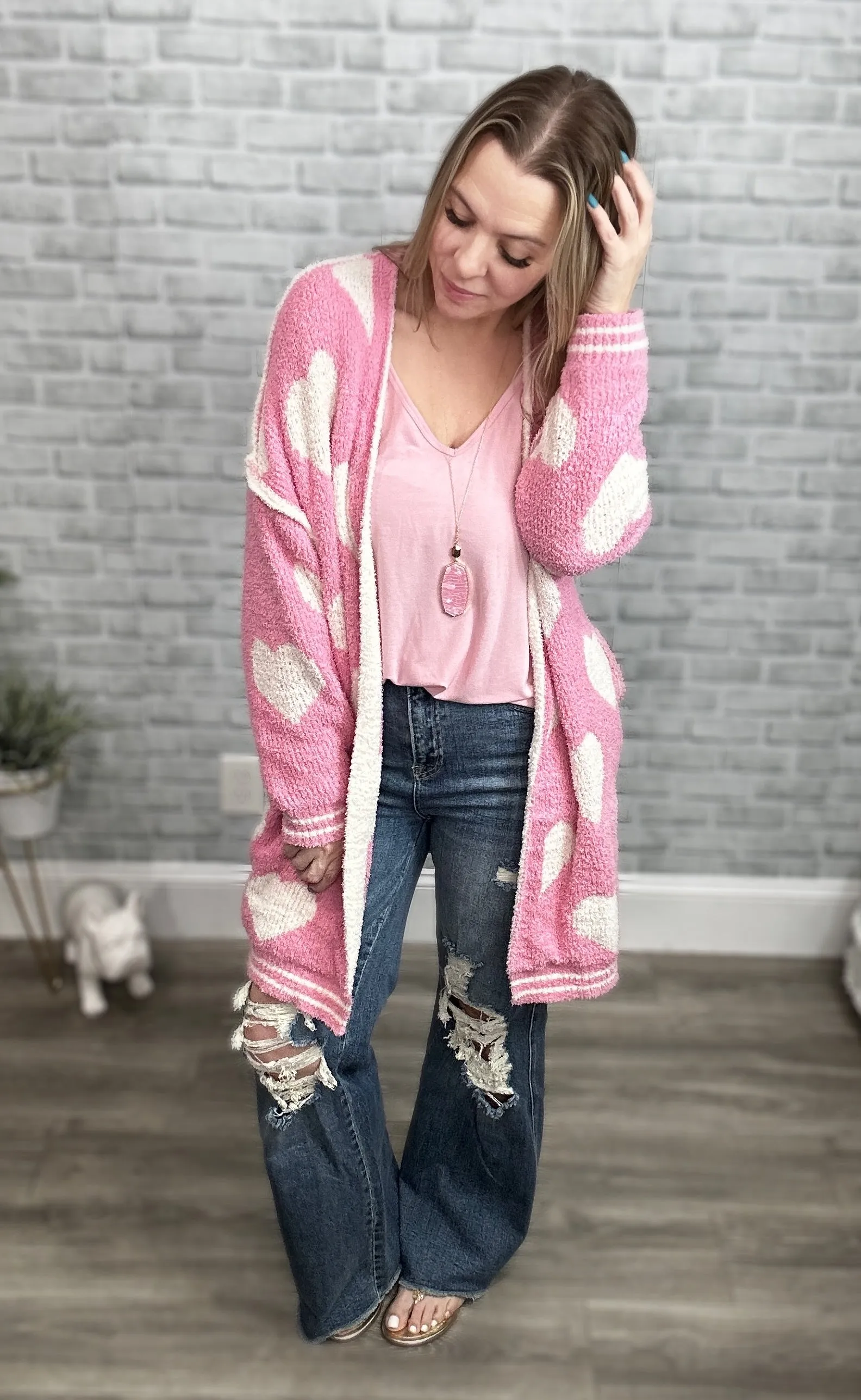Blakeley Reversible Hearts Cloud Cardigan