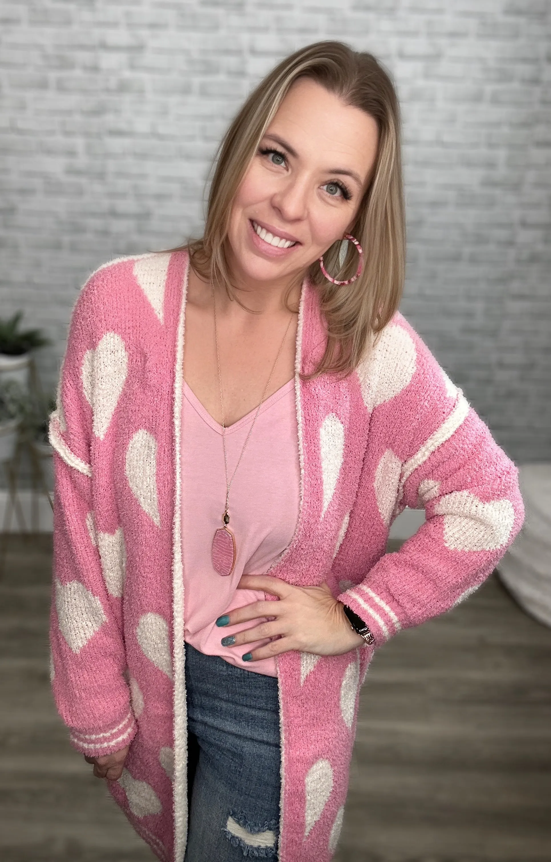 Blakeley Reversible Hearts Cloud Cardigan