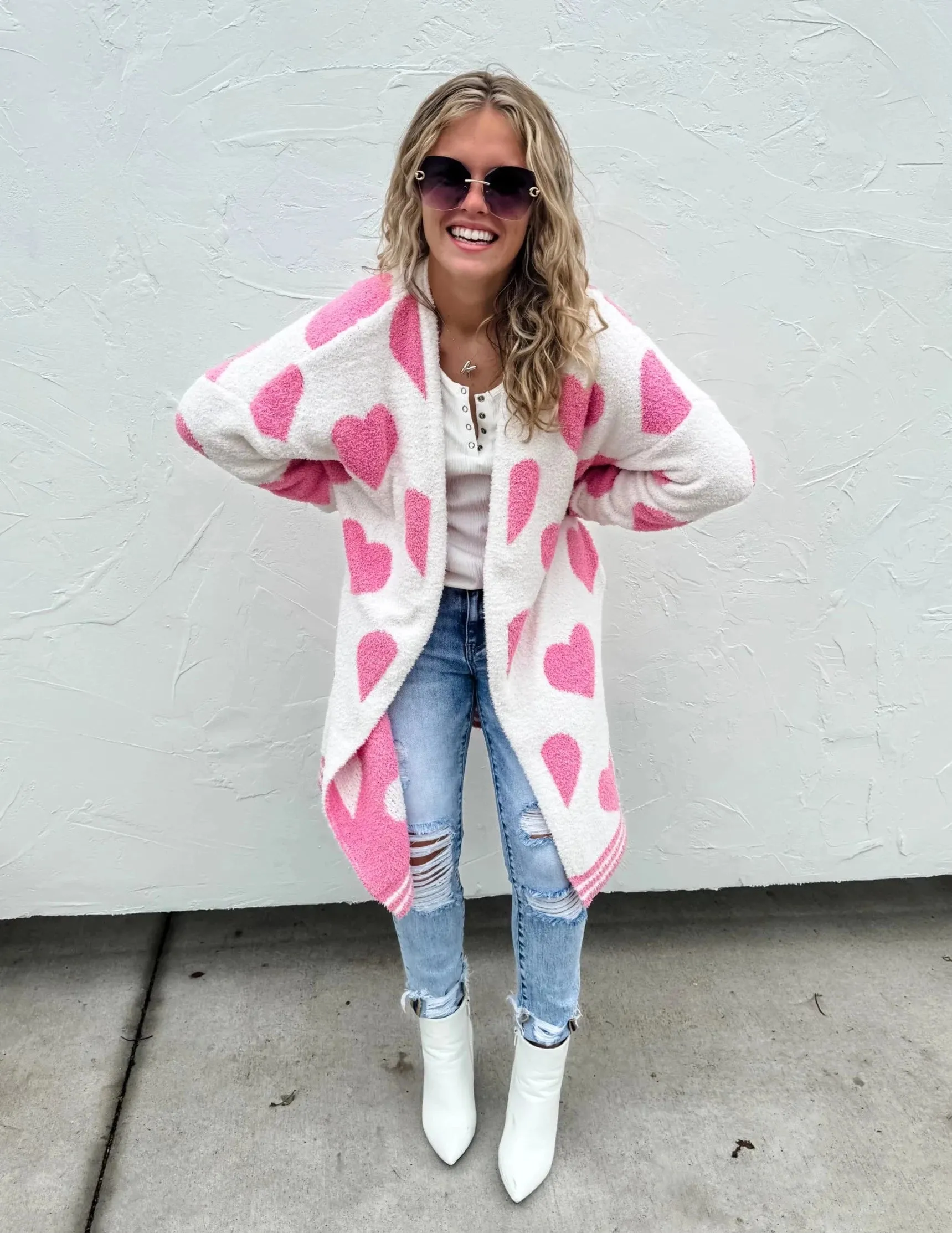 Blakeley Reversible Hearts Cloud Cardigan