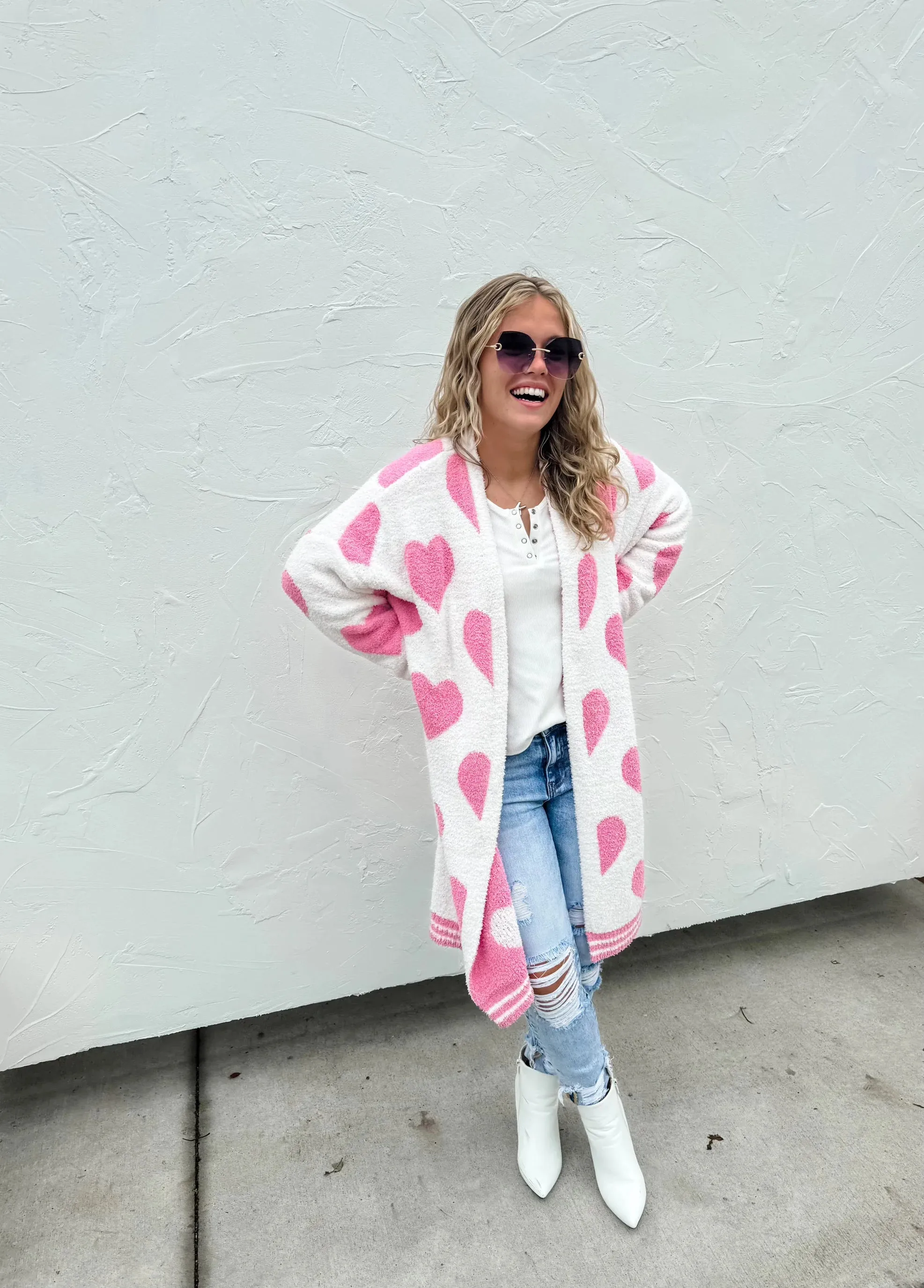Blakeley Reversible Hearts Cloud Cardigan