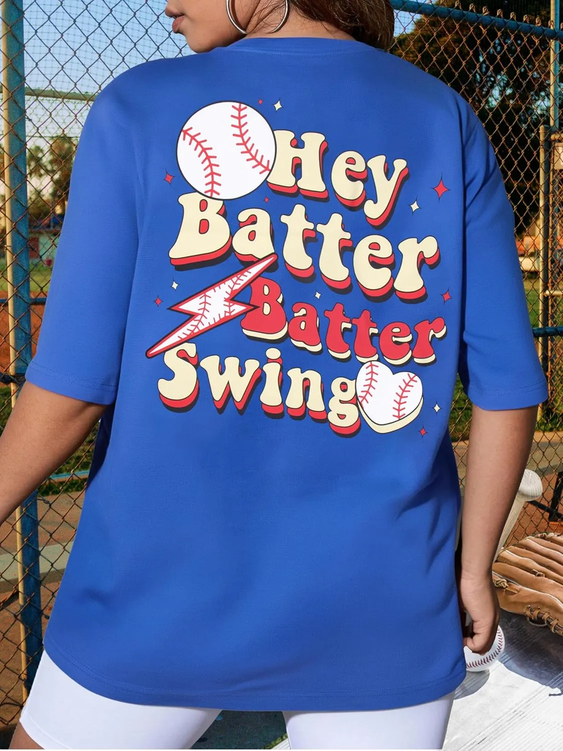 BLANCHES Plus Size Baseball Shirt Women in My Baseball Mom Era Graphic Tee Game Day T-Shirt Softball Mom Tops