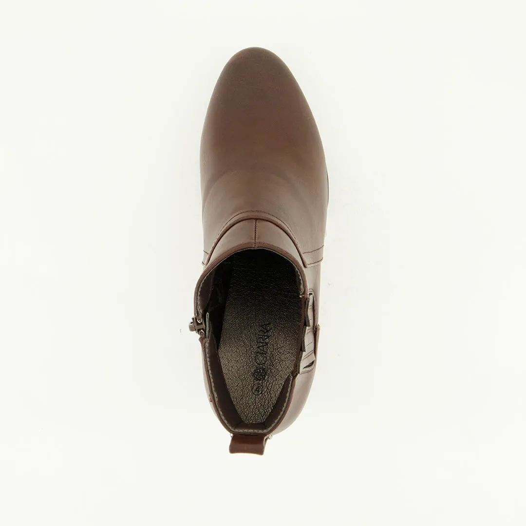 Block Heel Ankle Boot.Elastic Side